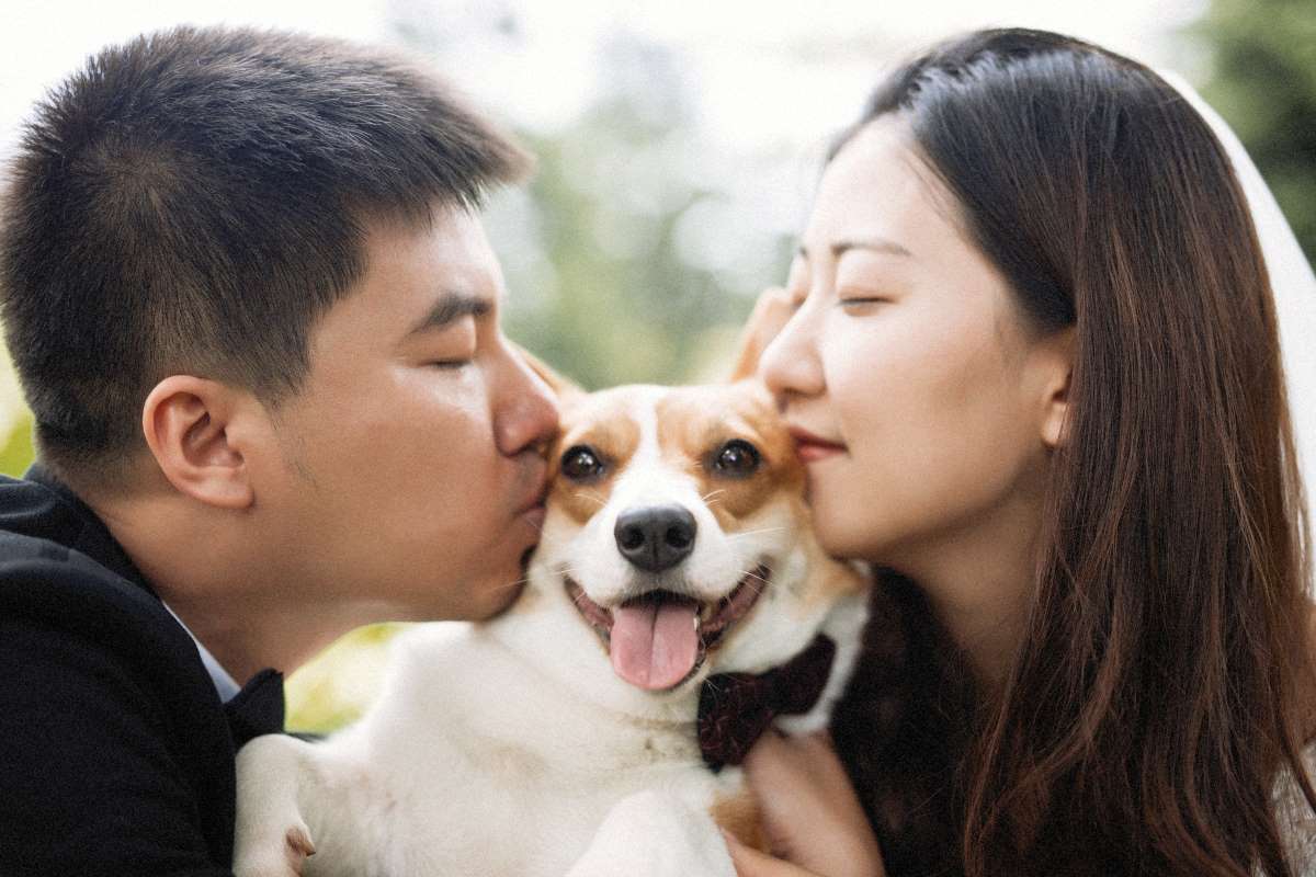 Family with dog